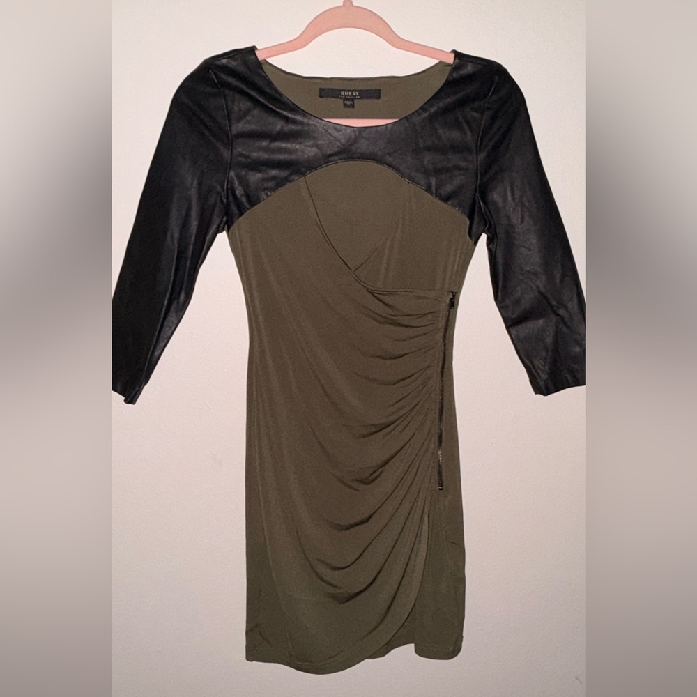 Guess Black and Olive Long Sleeve Dress